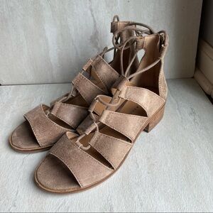 ** Lucky Brand Tazu Lace Up Leather Cage Sandals 8.5